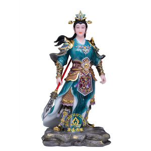 女将军穆桂英汉白玉神像摆件