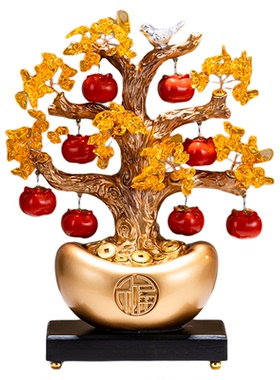 发财摇钱树元宝摆件柿柿如意