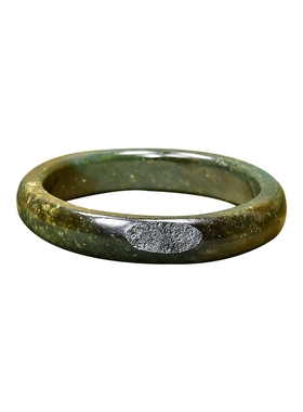 和田玉籽料糖青白聚黑皮手镯