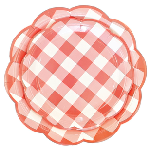 一次性纸盘野餐餐具生日派对甜品台氛围布置彩色圆盘花朵格子条纹