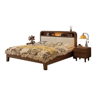 政府补贴蓝色理想中古风实木床现代简约1.8m双人床多功能储物床