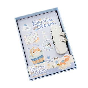 可爱本子彩页密码锁本高颜值女生手账本带锁日记本女孩礼盒手帐本