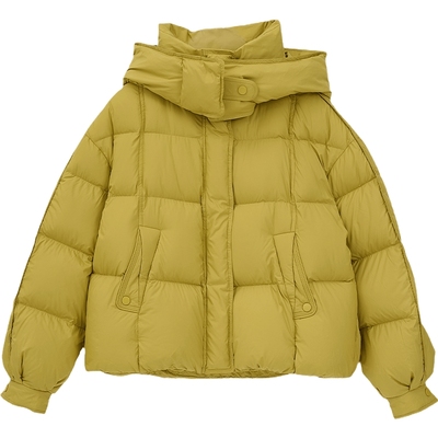 爱居兔立领连帽短款羽绒服2025年冬季新款女宽松小个子外套