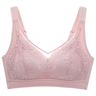 依曼丽内衣女大胸显小夏季薄款全罩杯无钢圈聚拢防下垂乳胶文胸