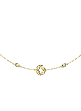 宜兰珠宝新年米钱币项链轻奢小众金色女款好运高级感锁骨链礼物