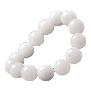 和田玉羊脂白玉手串男女情侣款天然老坑玉石圆珠单圈手链配珠散珠