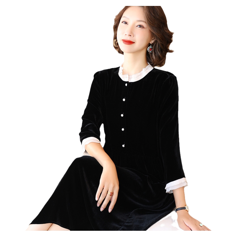 2023显瘦丝绒裙子桑蚕丝真丝