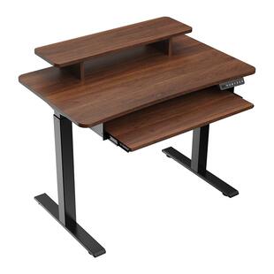 I4P胡桃木实木电动升降桌工作台式家用80cm1米小尺寸小户型电脑桌