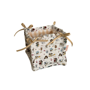 可爱布艺桌面收纳盒可折叠长方形收纳筐女生宿舍办公室桌上整理盒