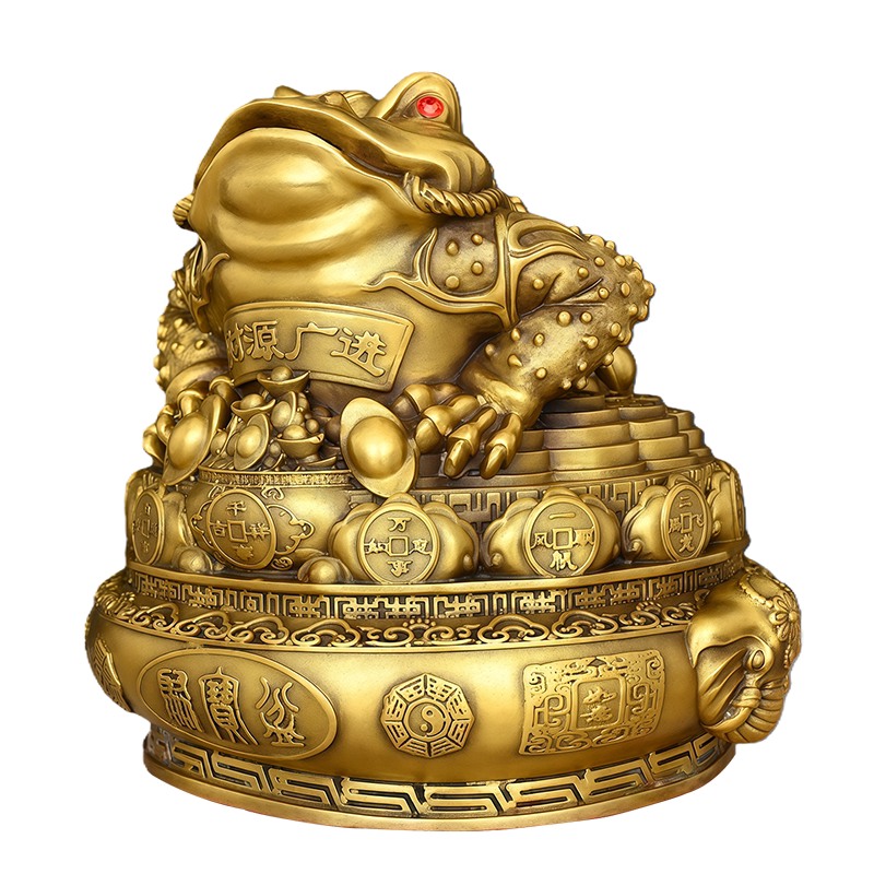 黄铜金蟾聚宝盆客厅摆件