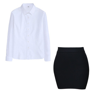 2025春季新款职业装工装白衬衫工作服职业套装女包臀裙正装两件套