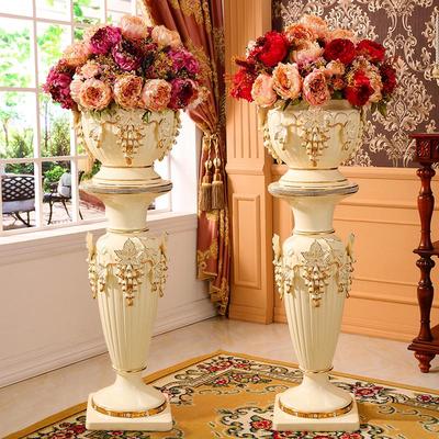 奢华欧式陶瓷落地花瓶高款大号轻奢装饰花盆电视柜沙发旁客厅摆件