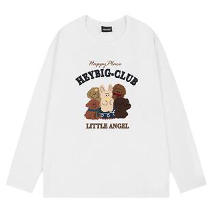 复古美式hiphopt恤长袖衣服男打底衫重磅圆领卫衣春秋款内搭秋衣