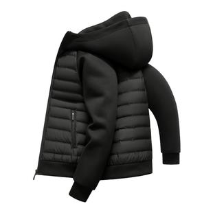 雪中飞2025冬新款90绒男女情侣款轻薄羽绒服连帽轻暖拼接纯色简约