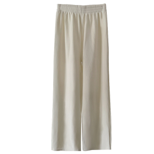 高腰白色雪尼尔阔腿裤女秋冬季2025新款垂感加绒加厚休闲直筒裤子