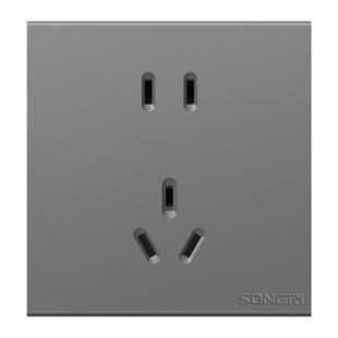 上海松日开关插座A5灰色五孔86型二三插暗装16A墙壁暗装面板家用