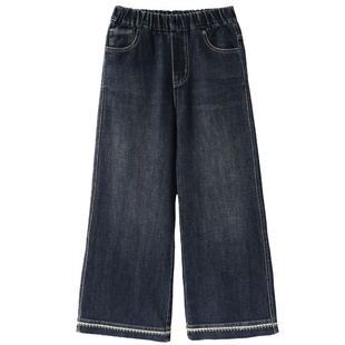 女童加绒牛仔裤2025冬中大童直筒裤初中生女孩加厚保暖羊羔绒裤子