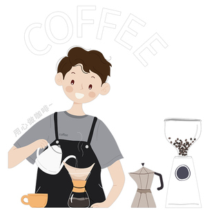 咖啡馆装饰贴纸西餐厅甜品奶茶店铺橱窗玻璃门布置咖啡创意静电贴