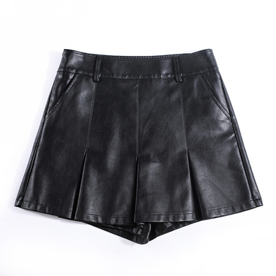 高腰百褶设计A字阔腿短裤裙