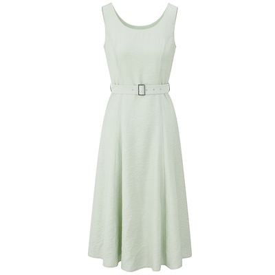 ONLY收腰腰带纯色中长款连衣裙女