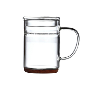 如兰雨茗  新款创意耐高温玻璃绿茶杯带盖把办公室泡茶月牙片过滤