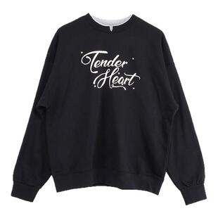 A21女装针织宽松圆领落肩假两件无绒底卫衣秋季百搭英文印花上衣