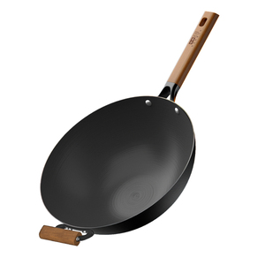 中康铁锅老式圆底炒锅精铁无涂层深氮防锈家用炒菜锅燃气灶专用