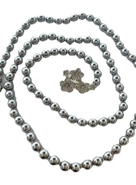 母贝仿珍珠真多麻灰色系正圆强光花式毛衣链一款多戴轻奢时尚气质