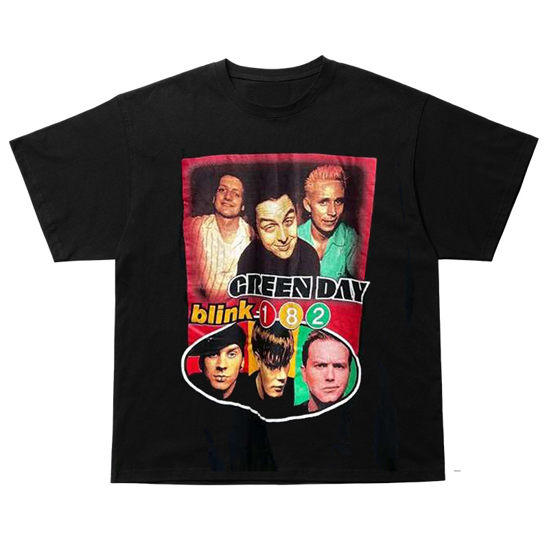 Green Day绿日乐队阿美咔叽潮牌短袖T恤oversize落肩学院风半袖男