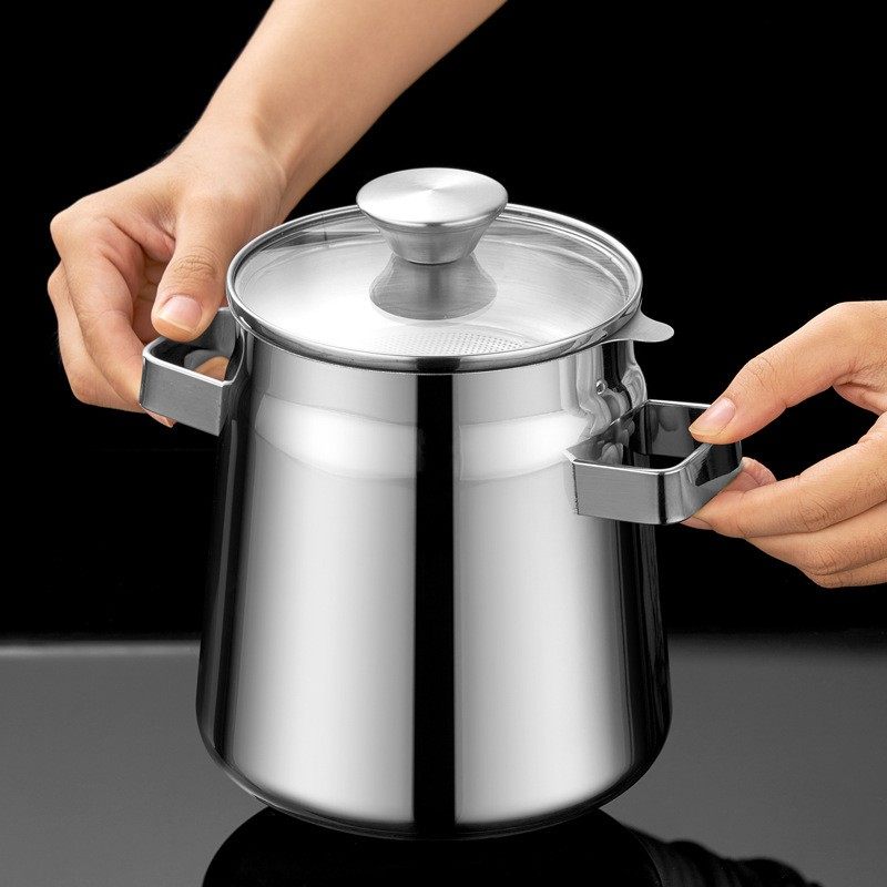 304不锈钢猪油罐家用厨房大容量油渣过滤滤网油锅带储油罐猪神器