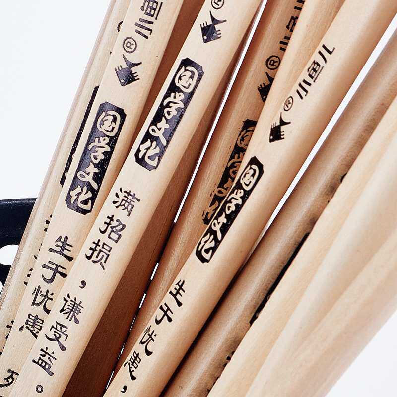 小鱼儿国学文化HB桶装绘画三角铅笔无铅杆环保杆六角毒书写正姿