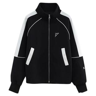 浪姐空气层外套女秋冬新款立领黑白撞色卫衣开衫美式宽松慵懒风