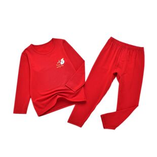 威奇猫儿童内衣本命年大红套装新年装内衣家居服110~180亲子套装