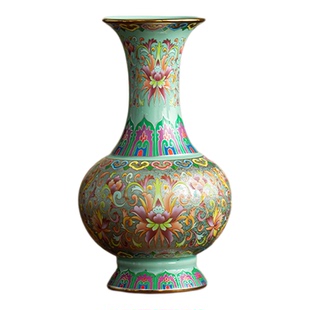 金口掐丝银珐琅彩天球花瓶摆件客厅陶瓷高级入户轻奢高端玄关插花