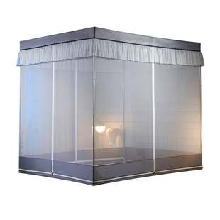 蚊帐家用2023新款三开门防尘顶儿童防摔方顶1.5m蒙古包1.8米床