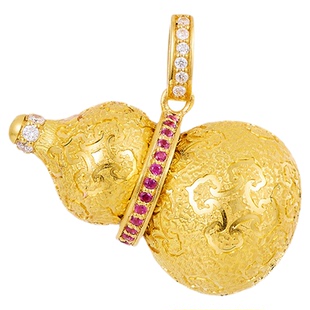 宝石矿工【柿柿享福禄】足金柿蒂纹葫芦钻石吊坠