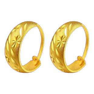 中老年沙金耳环女仿真黄金经典满天星耳圈送妈妈婆婆奶奶老人礼物