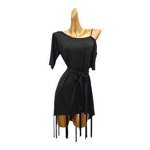 又见梵羽拉丁舞蹈练习服女 成年新款宽松长上衣 流苏连衣裙LB499