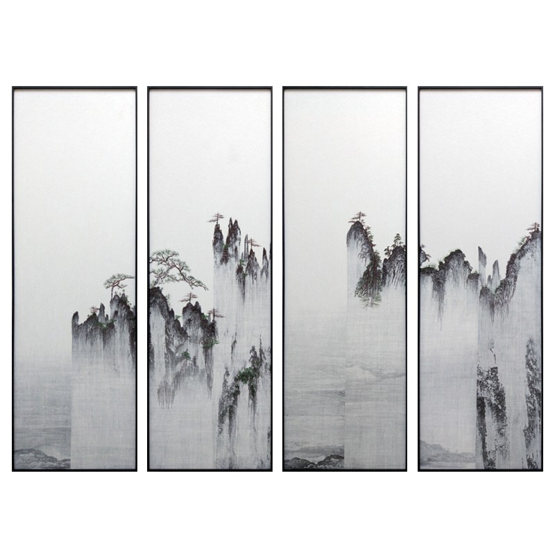 水墨四联幅系列沙发背景墙装饰画