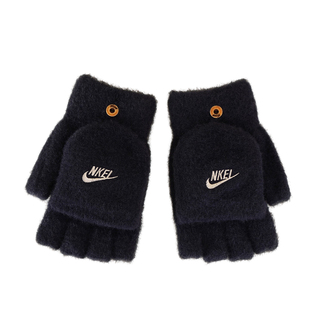 男孩半指加厚手套冬季初中学生写字防寒防冻五指翻盖男童保暖露指