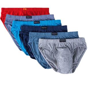 六条装男士纯棉三角裤全棉中腰男内裤大红三角加大码全棉新婚底裤