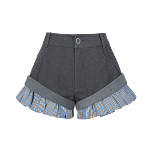 无以幻象 WUYIHUANXIANG 可脱卸格子边短裤