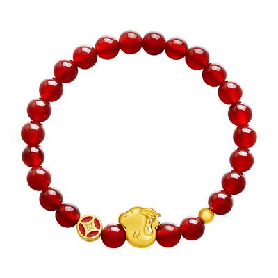 【中国黄金】珍尚银纯银手链女款生肖红玛瑙手串母亲节礼物送妈妈