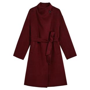 YINER音儿专选女装冬季法式可翻可立领羊毛羊绒混纺双面呢大衣