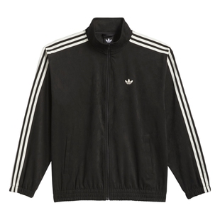 三条纹滑板风绒面质感复古运动夹克外套男秋adidas阿迪达斯三叶草