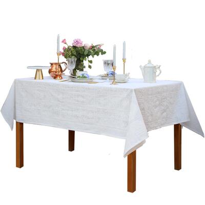 MissPeony轻奢白色棉麻防水桌布