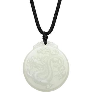 周六福和田玉吊坠男女款龙牌玉坠白玉玉石挂件官方正品新年礼物