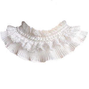 8cm弹力蕾丝压褶皱裙摆窗帘幔床娃衣服服装黑白色蕾丝布料花边辅