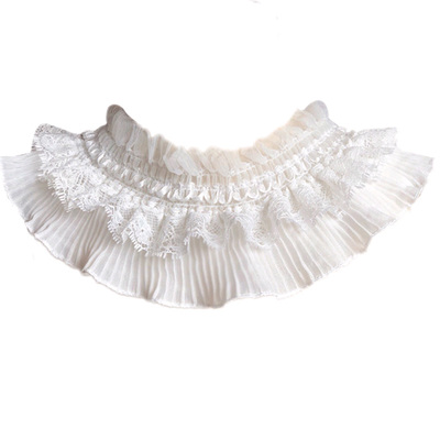 9cm弹力压褶皱黑白色布料花边