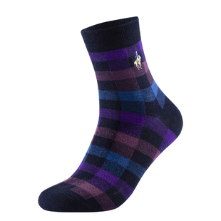 嘉德利保罗polo男袜子高腰全棉防臭春秋季英伦格子休闲潮流中筒袜